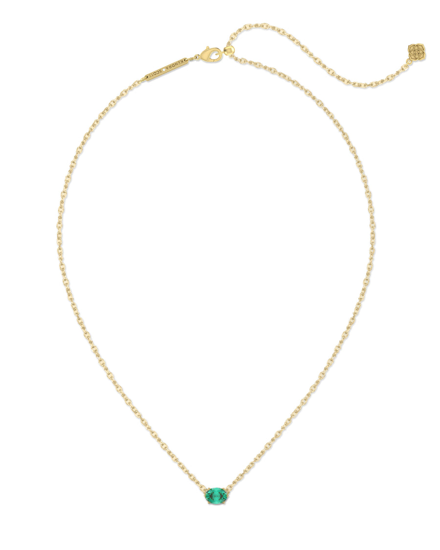 Kendra Scott Cailin Crystal Pendant Necklace Gold Green Crystal