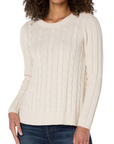 Long Sleeve Cable Rib Sweater - White Sand
