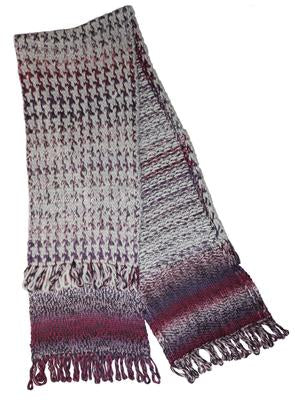 Space Dye Houndstooth Knit Scarf - Berry