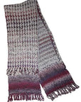 Space Dye Houndstooth Knit Scarf - Berry