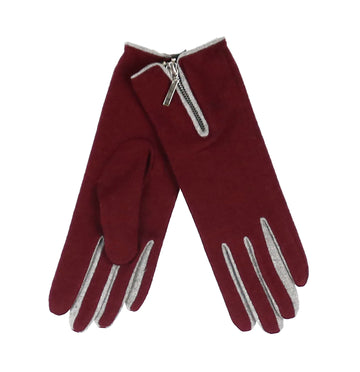 Allover Tech Zipper Glove - Burgundy
