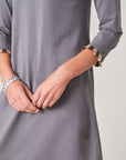 Island Fringe 3/4 Sleeve Dress - Anchor Gray