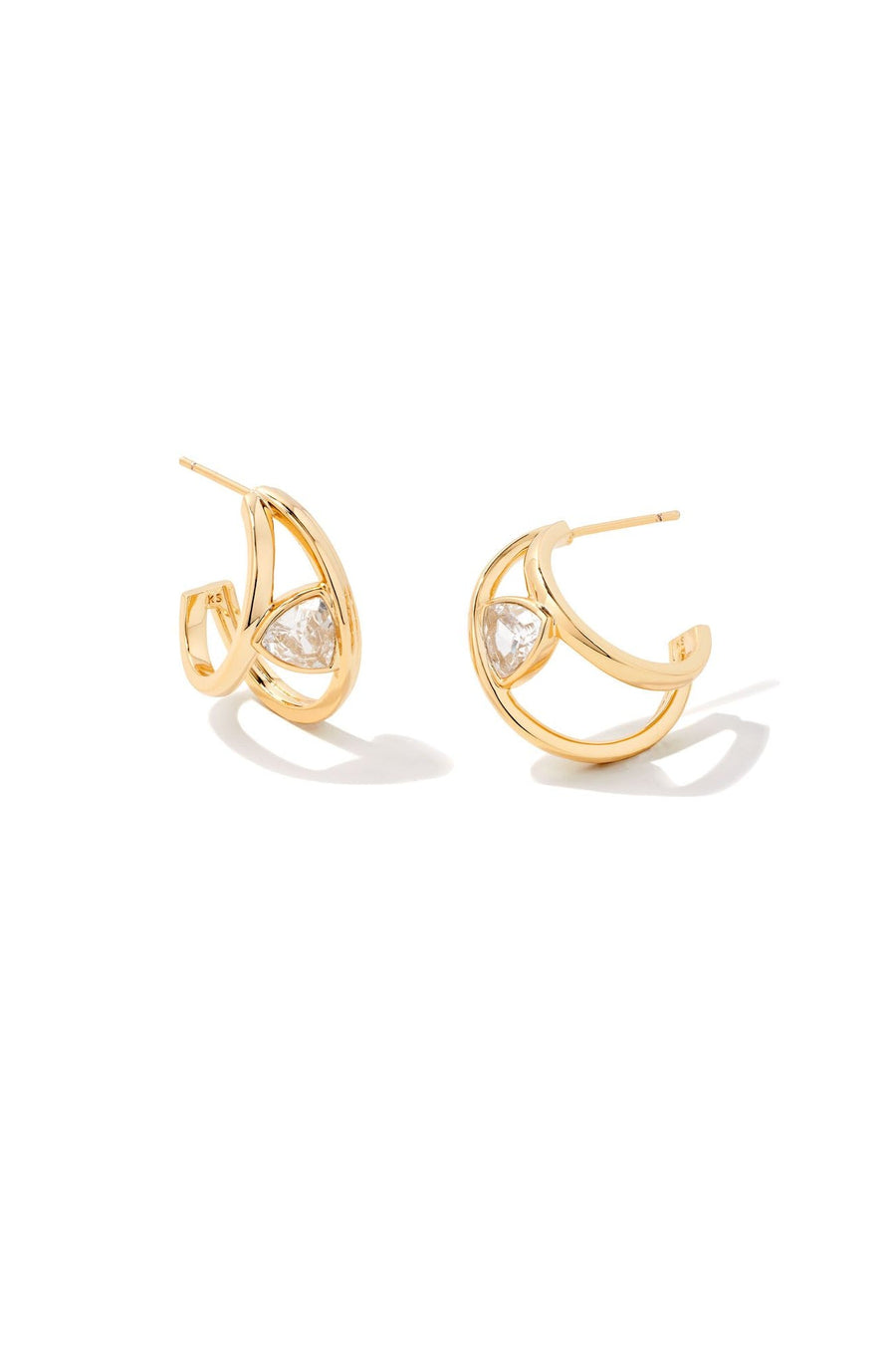 Kendra Scott Arden Huggie Earrings Gold White Crystal