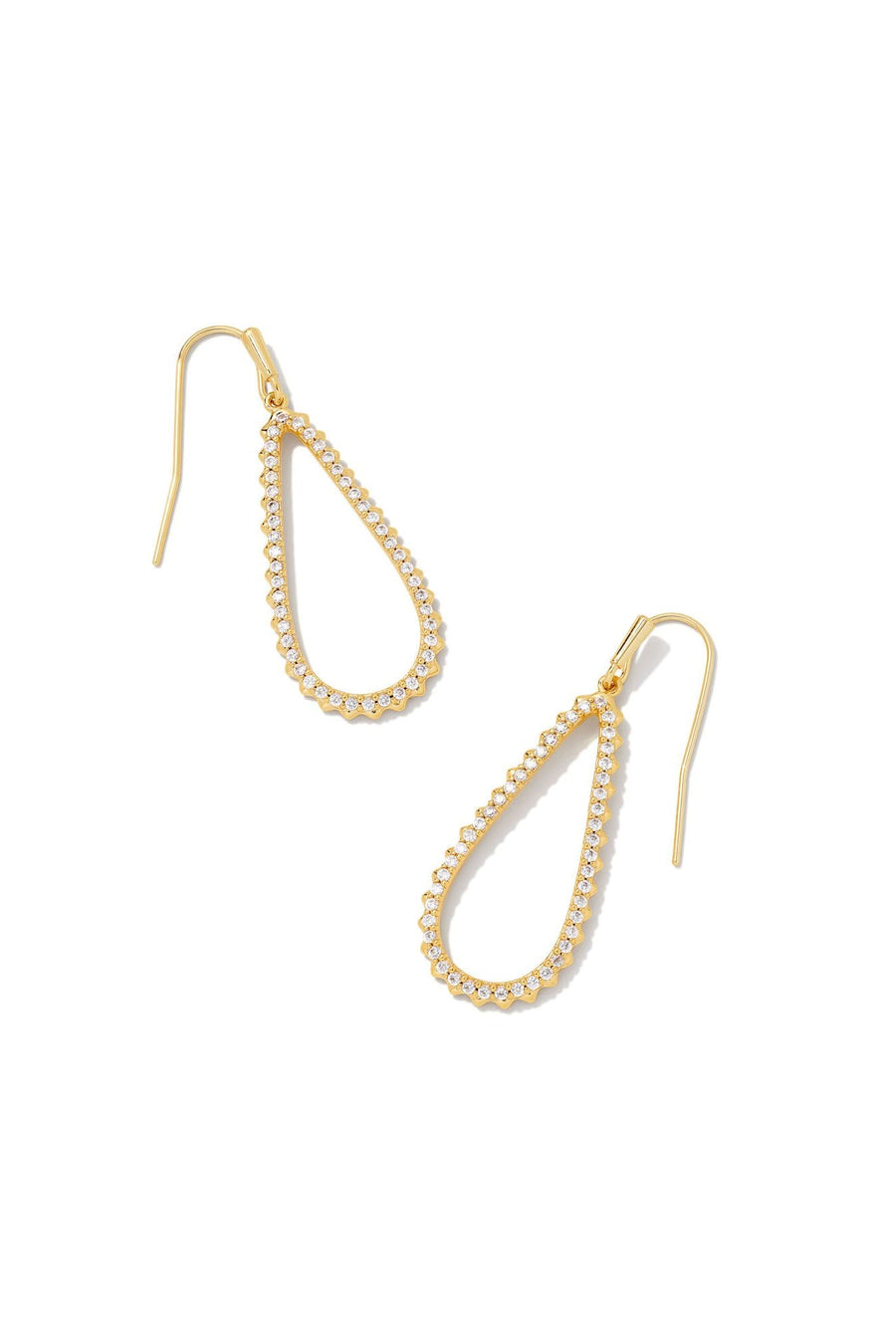 Kendra Scott Payton Small Open Frame Earrings Gold White Crystal