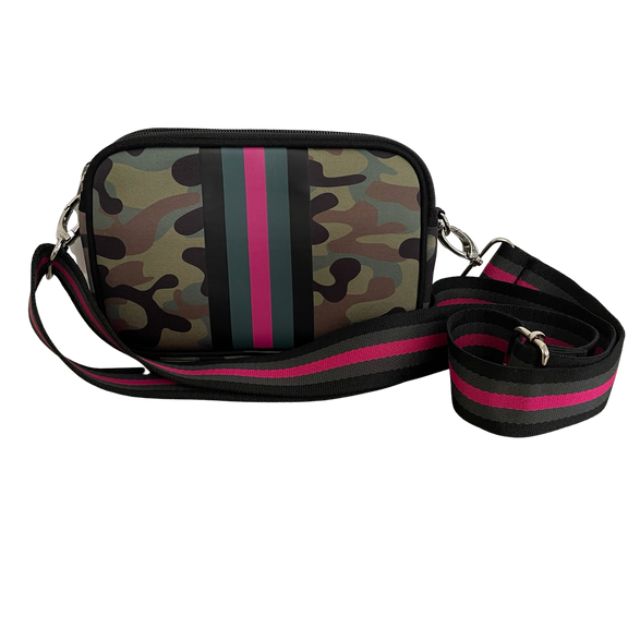 Dual Zipper Belt/Crossbody Bag - Pink Army