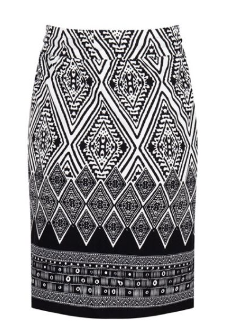 Black and White Ikat Skirt