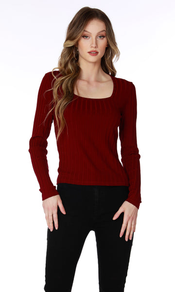 Square Neck Long Sleeve Top