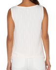 Sleeveless Miter Front Boat Neck Knit Top