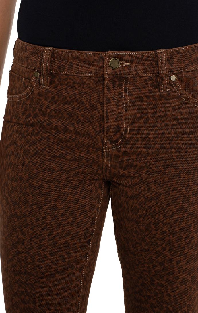 Liverpool Hannah Crop Flare w/Fray 27&quot; - Animal Print