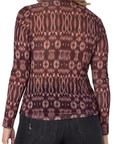 Long Sleeve Print Mesh Button Front Knit