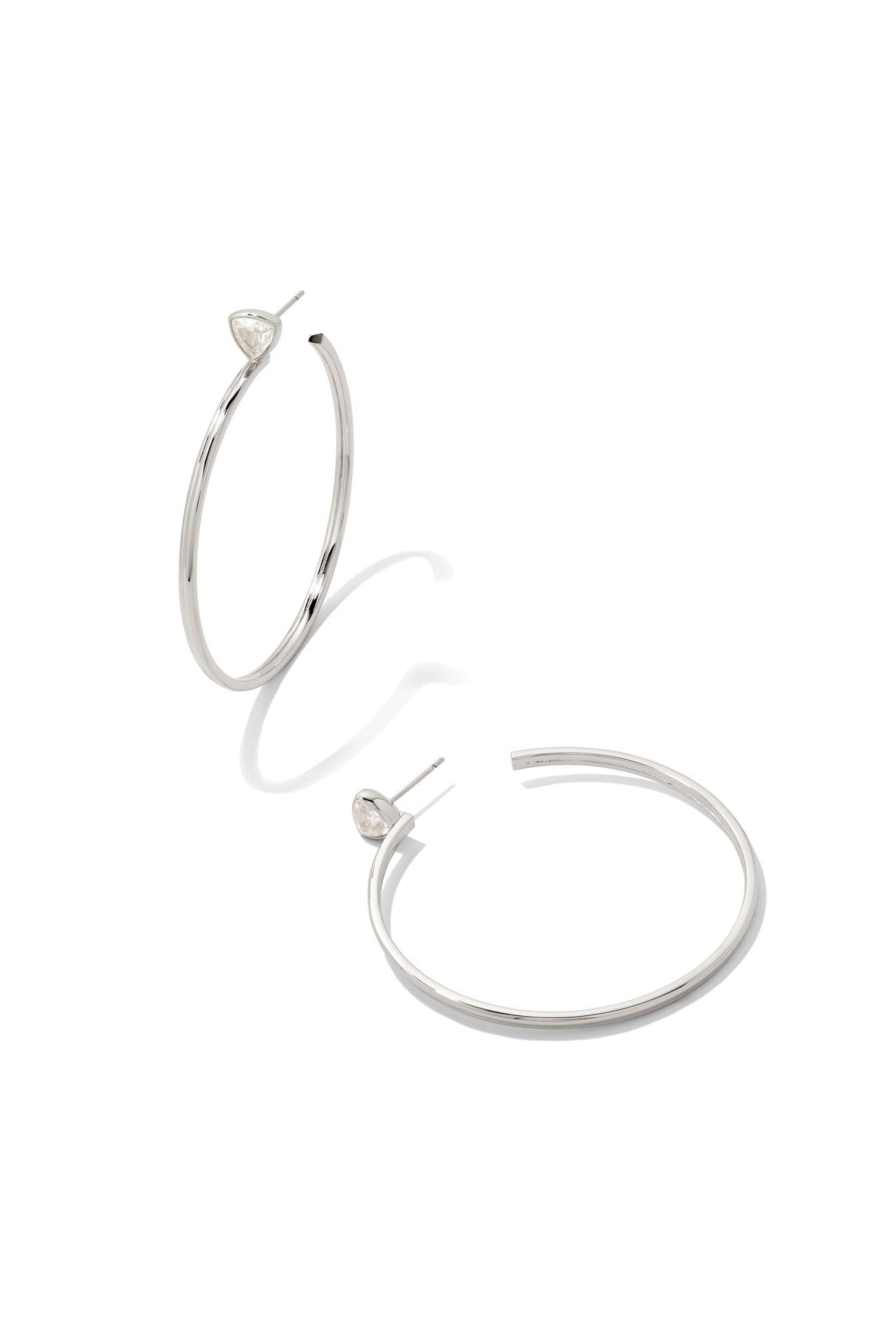 Kendra Scott Arden Hoop Earrings Rhodium White Crystal