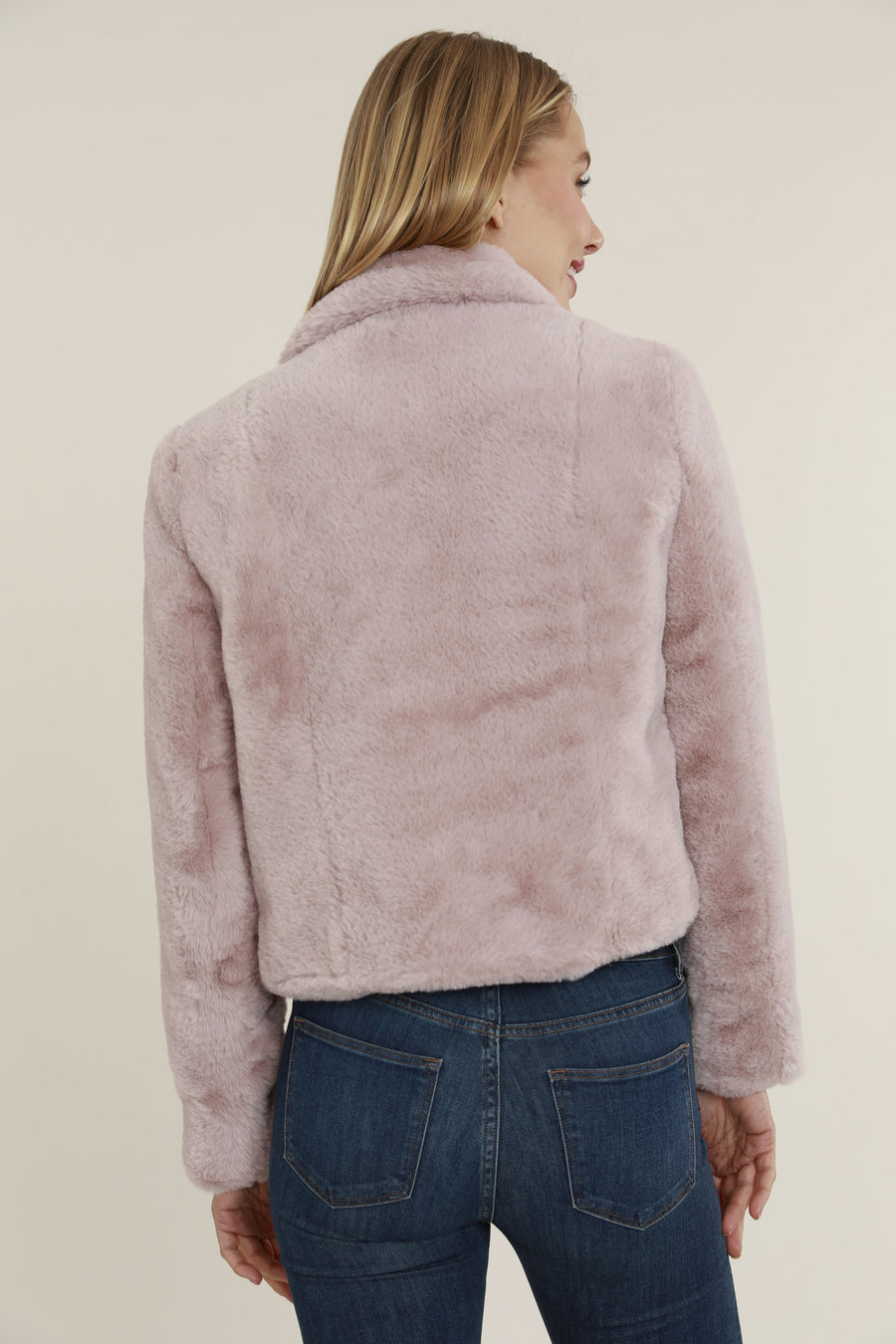 Cropped Faux Fur Jacket - Blush
