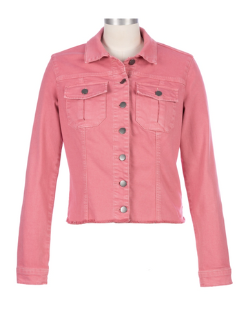 KUT Kara Jacket No Waist w/Fray Hem - Plush Pink
