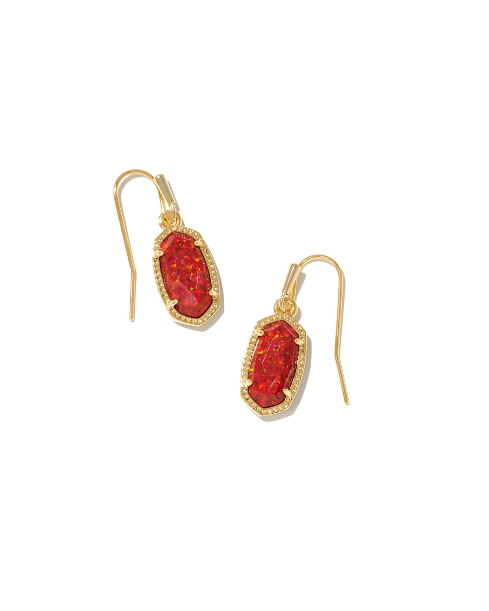 Kendra Scott Lee Earrings Gold Red Kyocera Opal