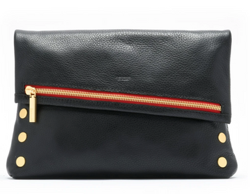 VIP Large - Black with Brushed Gold Hardware and Red Zipper
