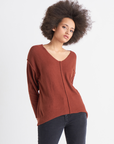 Exposed Seams V-Neck Sweater