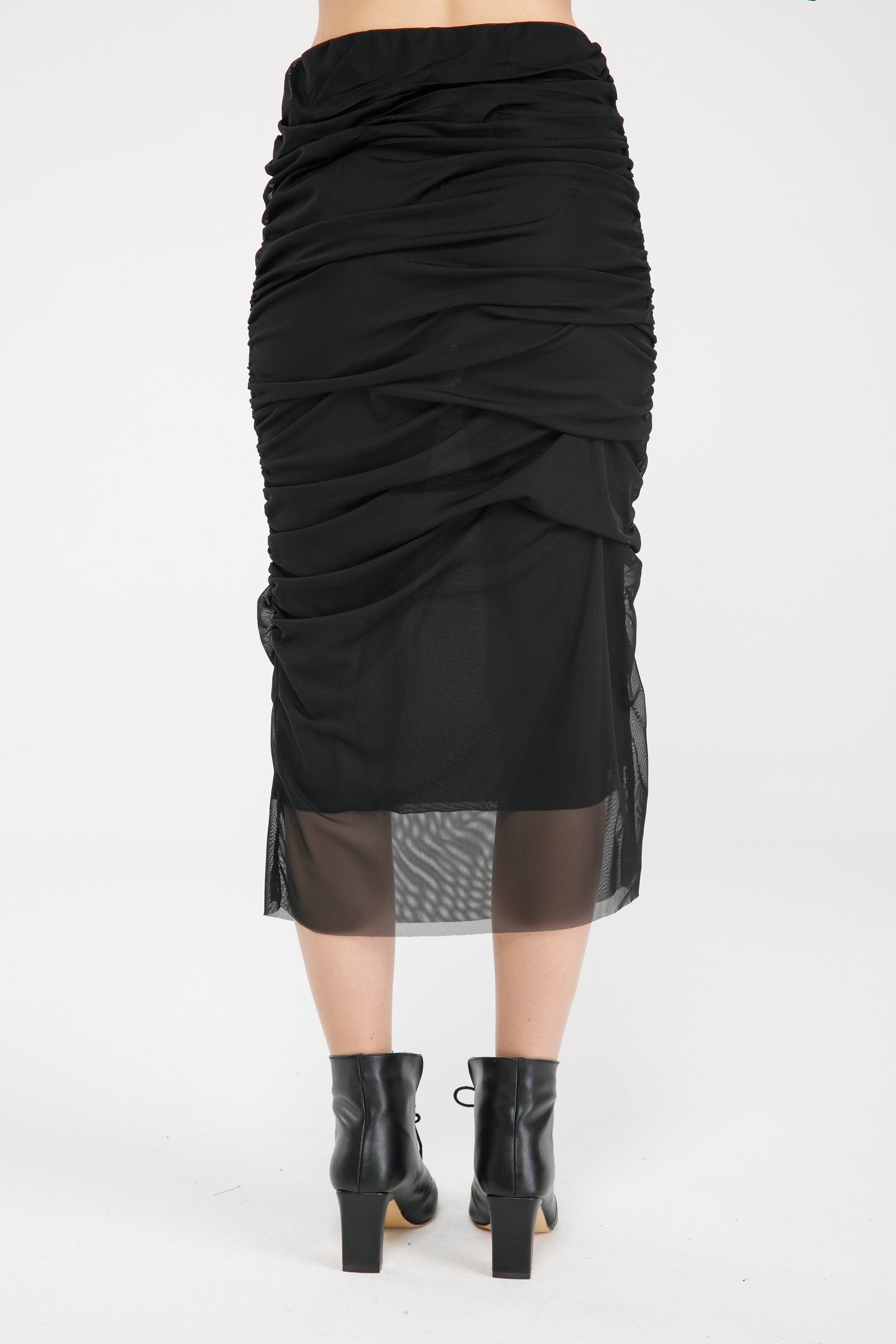 Rouched Mesh Skirt