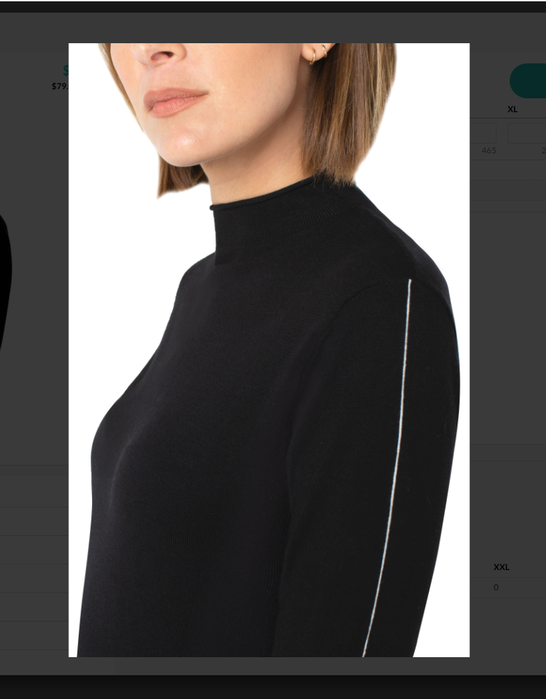 Mock Neck Rolled Hem Long Sleeve Sweater - Black