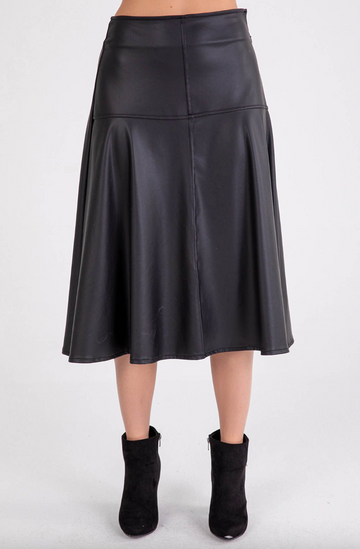 Godet Skirt - Black Vegan