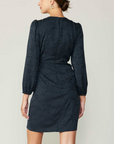 Long Sleeve V Neck Dress - Charcoal