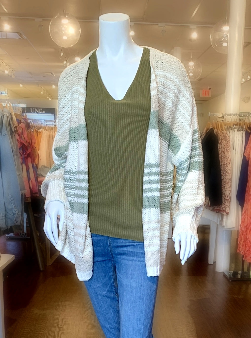 Open Knit Striped Sweater