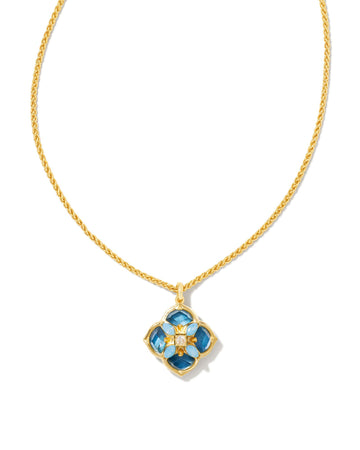 Kendra Scott Dira Stone Short Pendant Necklace Gold Blue Mix