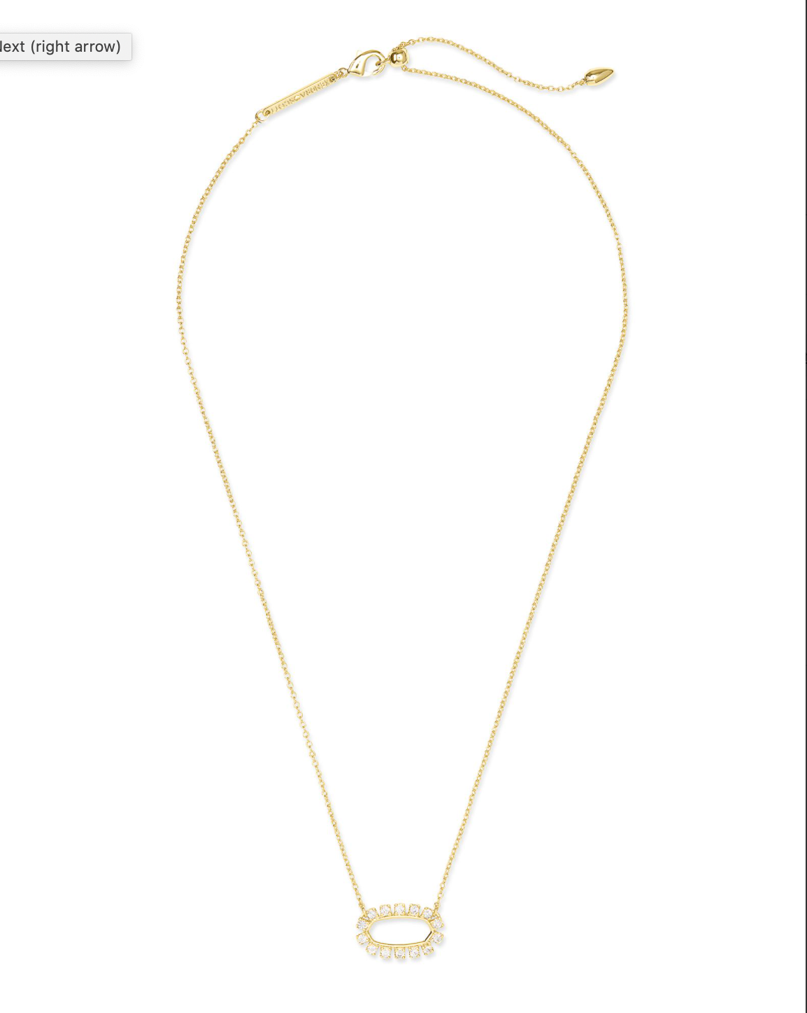 Kendra Scott Elisa Open Frame Necklace - Gold White Cubic Zirconia