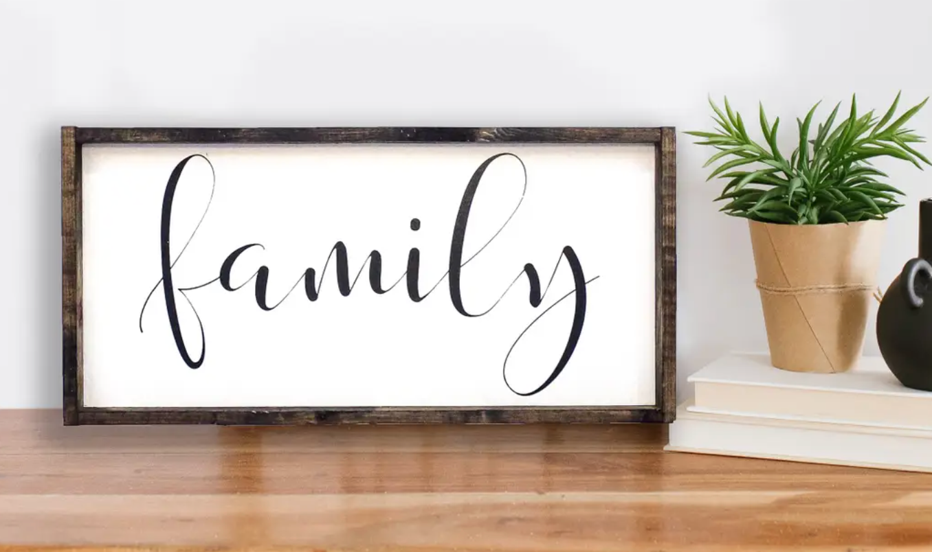 Family Wood Sign -  White