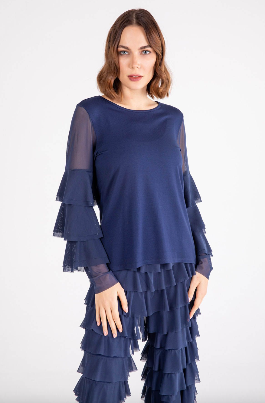 Retro Chacha Top - Navy Mesh