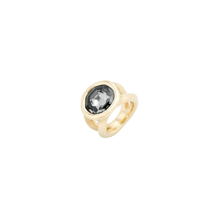 UNOde50 Gold On My Own Grey Crystal Ring Size 6