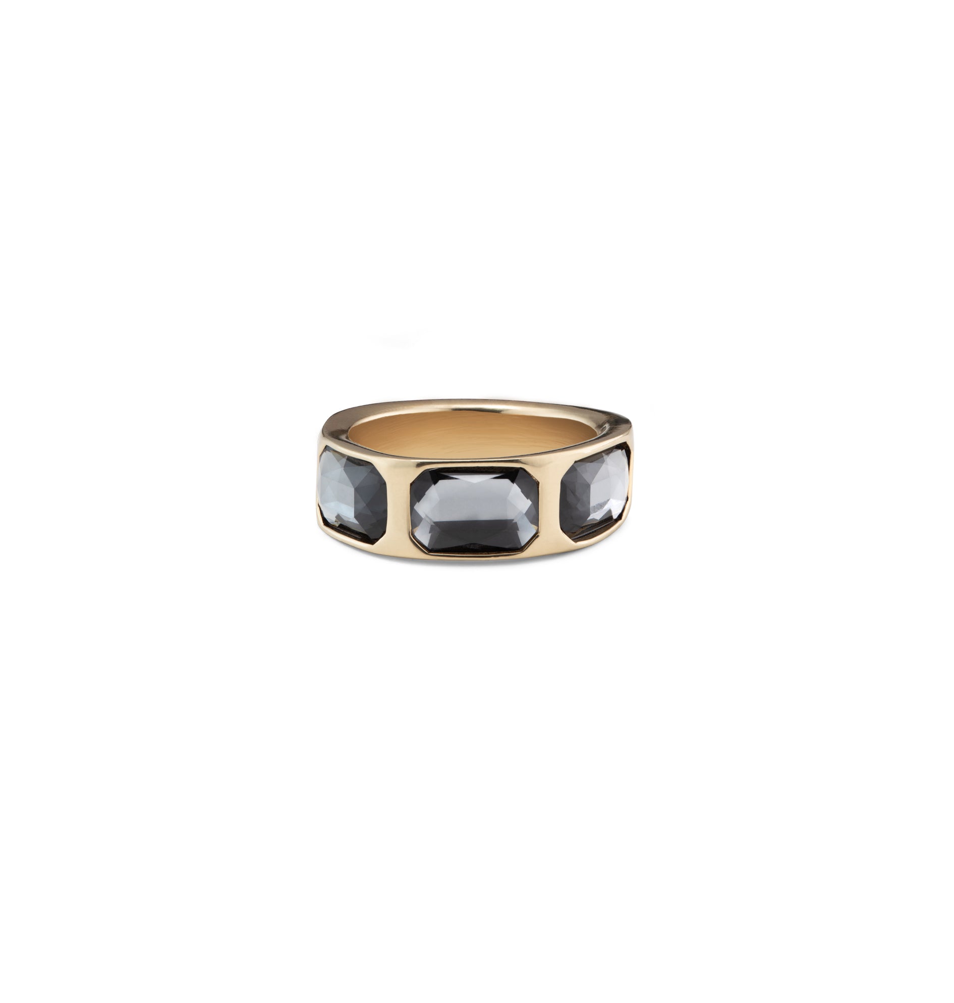 UNOde50 Gold The Guardian Grey Crystal Ring Size 7