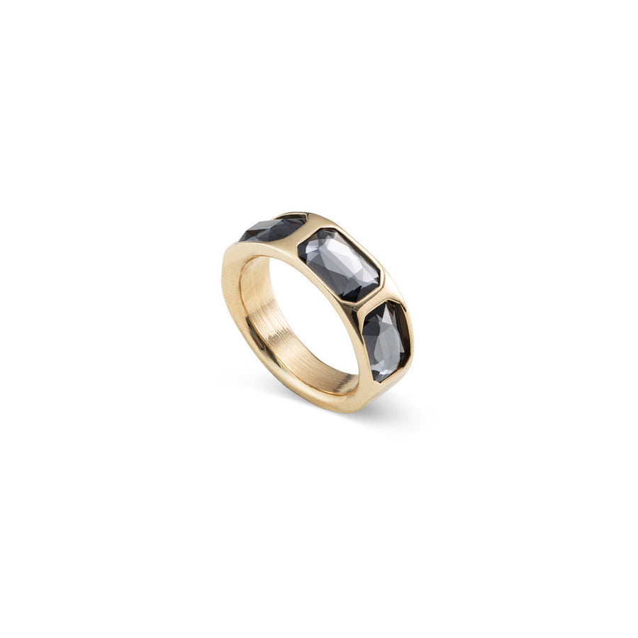 UNOde50 Gold The Guardian Grey Crystal Ring Size 6