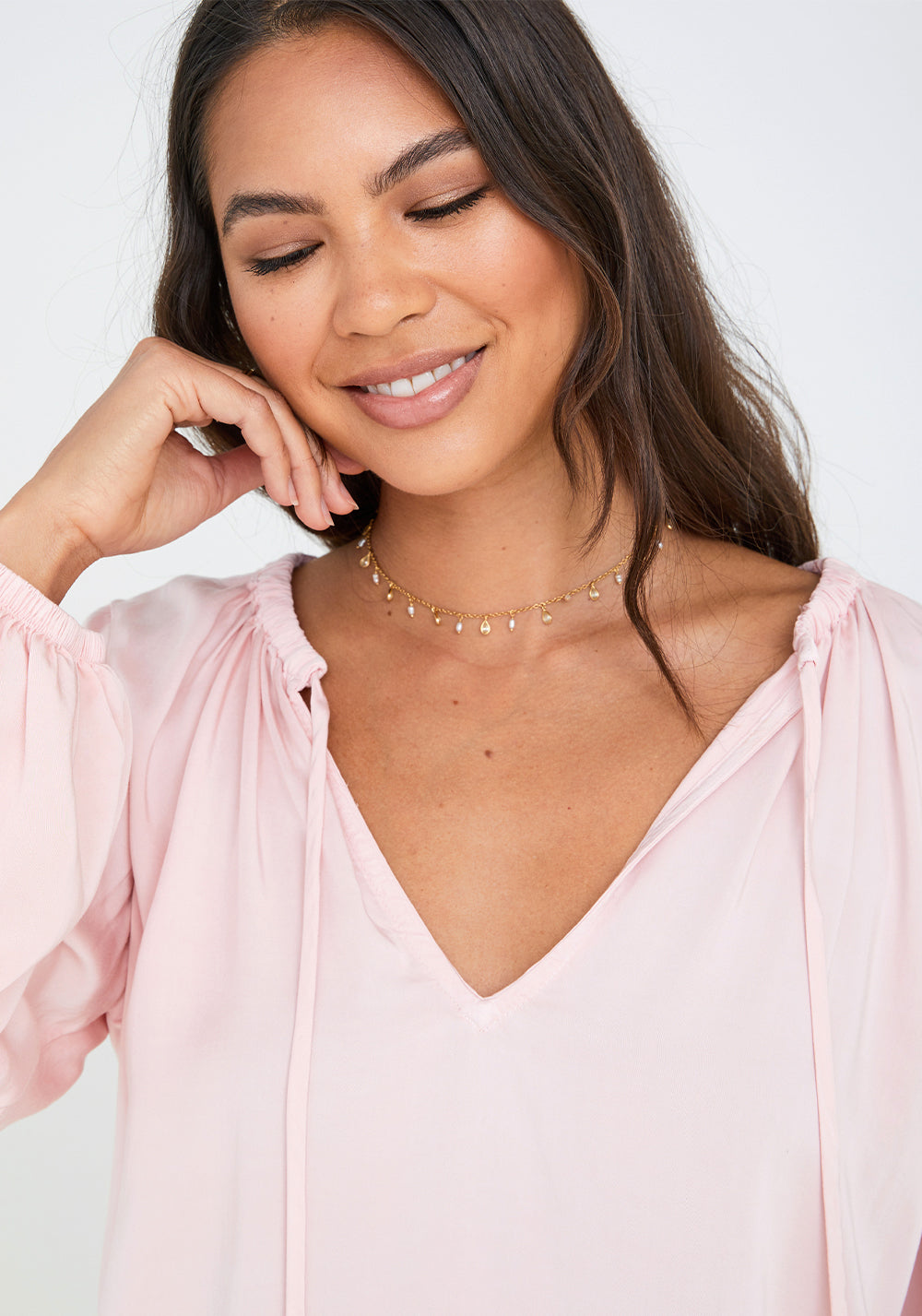 Long Sleeve Elastic Neck Pullover