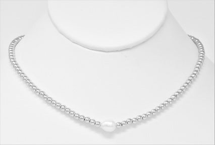 Meghan Browne Cobie Necklace - Silver Pearl