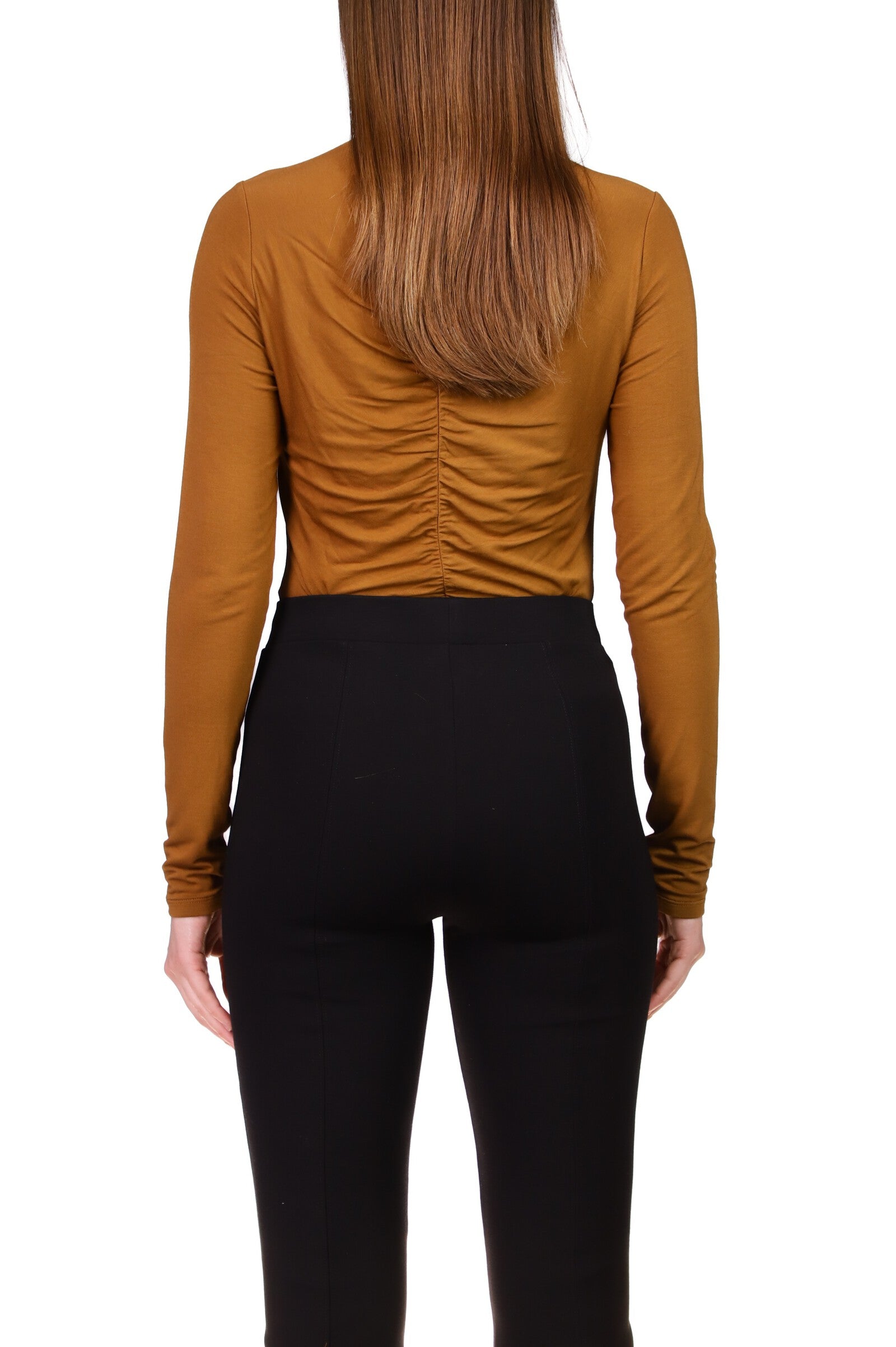 Long Sleeve Ruched Top - Spice
