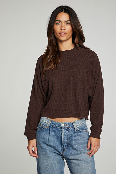 Long Sleeve Cropped Mock Neck Raglan