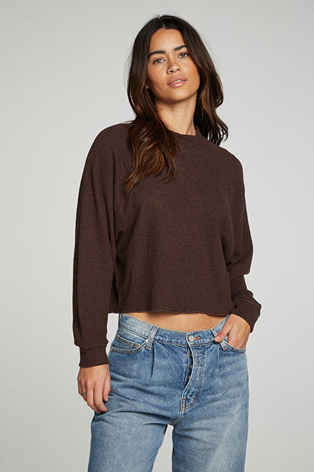 Long Sleeve Cropped Mock Neck Raglan