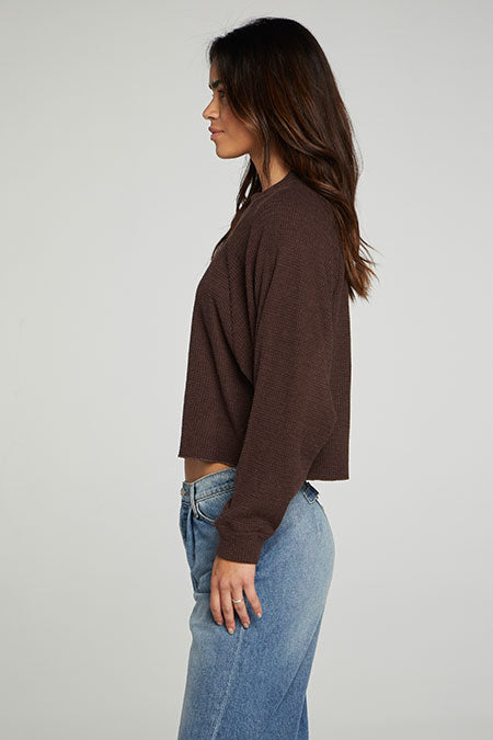 Long Sleeve Cropped Mock Neck Raglan