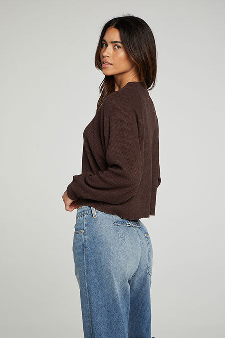 Long Sleeve Cropped Mock Neck Raglan