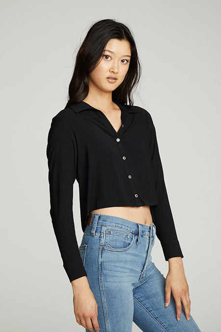 Cropped Long Sleeve Button Down