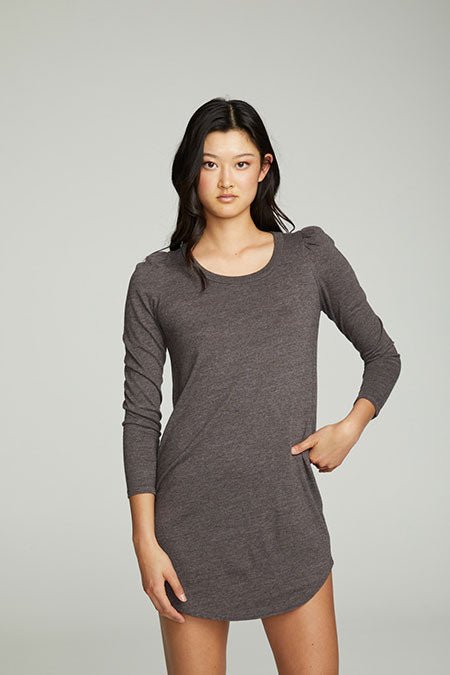 Puff Sleeve Shirttail Hi Lo Dress