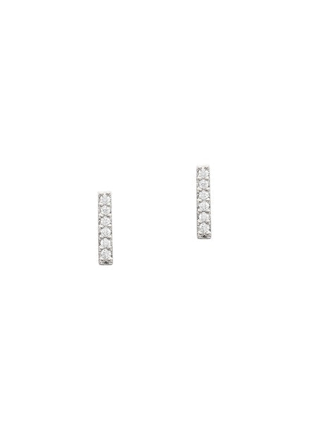 CZ Stick Stud Earrings - Silver