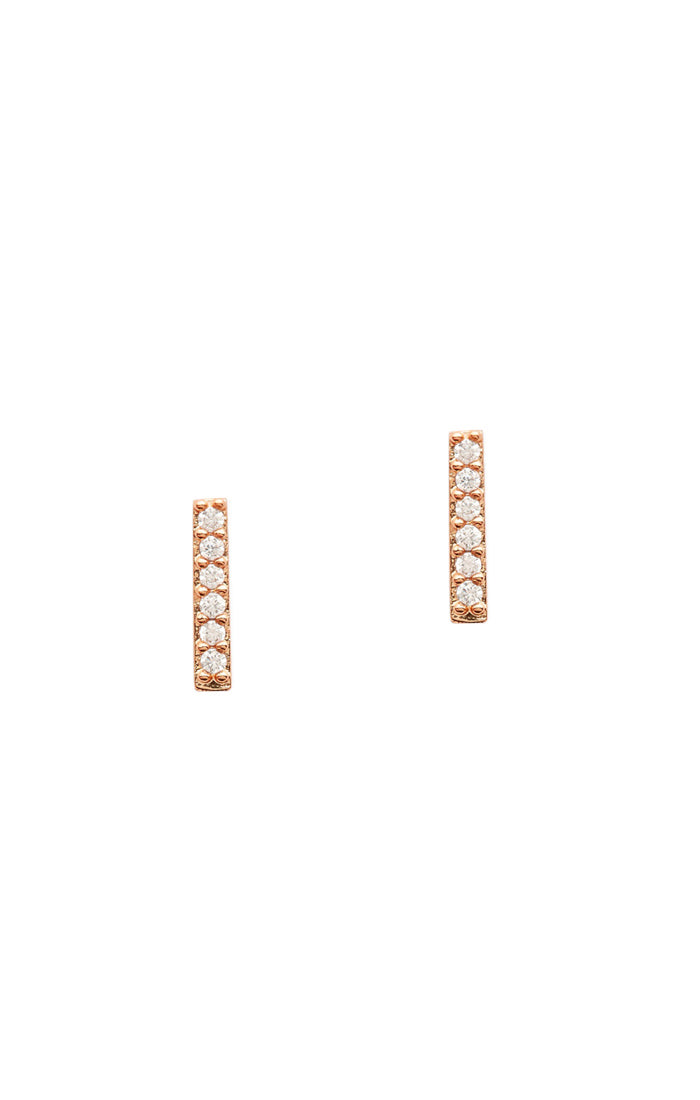 CZ Stick Stud Earrings - Rose Gold