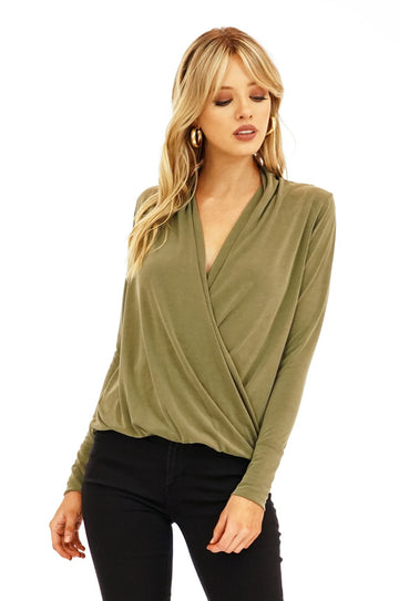 Surplice Cupro Top - Olive