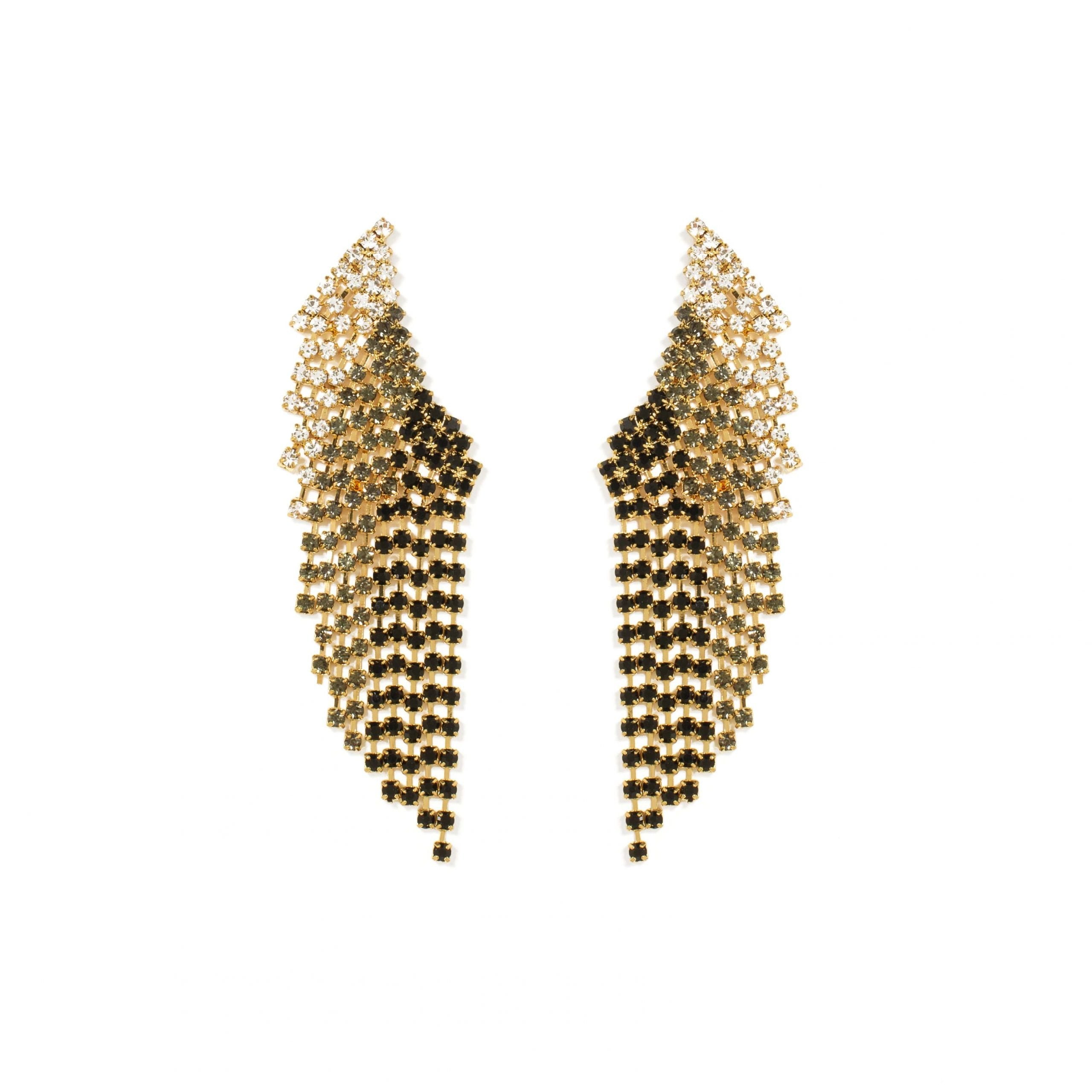 Crystal Wing Earrings - Gold