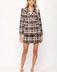 Textured Plaid Double Breasted Blazer