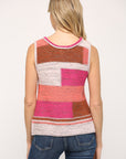 Color Block Scoop Neck Tank Sweater