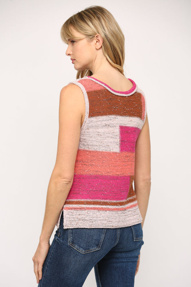 Color Block Scoop Neck Tank Sweater