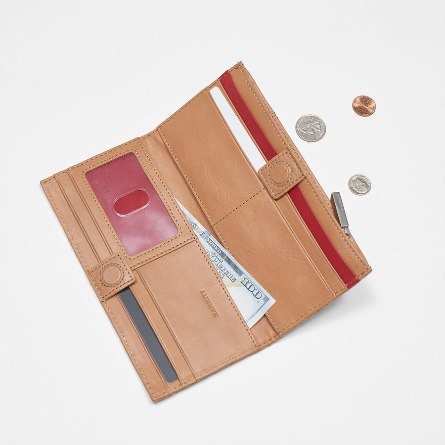 110 North Wallet - Almond Tan Brushed Silver