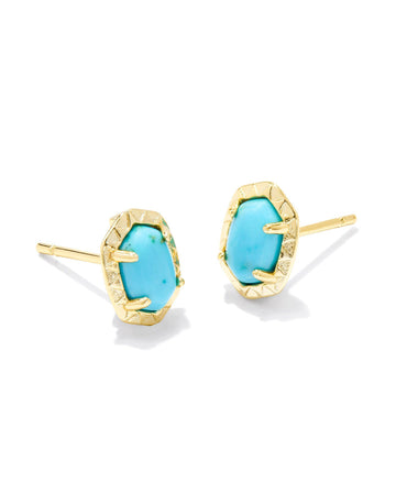 Kendra Scott Daphne Stud Earrings Gold Variegated Turquoise Magnesite